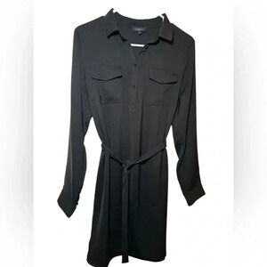 Carol Paris black long sleeves belted shirt dress